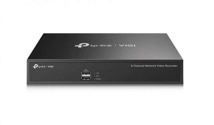 TP-LINK VIGI 8 CHANNEL Network video recorder, VIGI NVR1008H, latime de banda 80 Mbps, 8 canale IP, rezolutie: pana la 8MP, format: H.265+ H.265 H.264+ H.264, suporta 1 HDD SATA de pana la 10TB