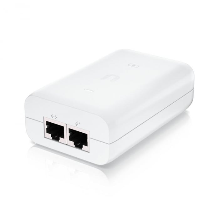 Ubiquiti POE External Injector, U-POE-AT, Output Voltage 48VDC 0.65A, Rated Voltage: 100-240VAC 50 60Hz, Efficiency 87+%, Delivers up to 30W of PoE.