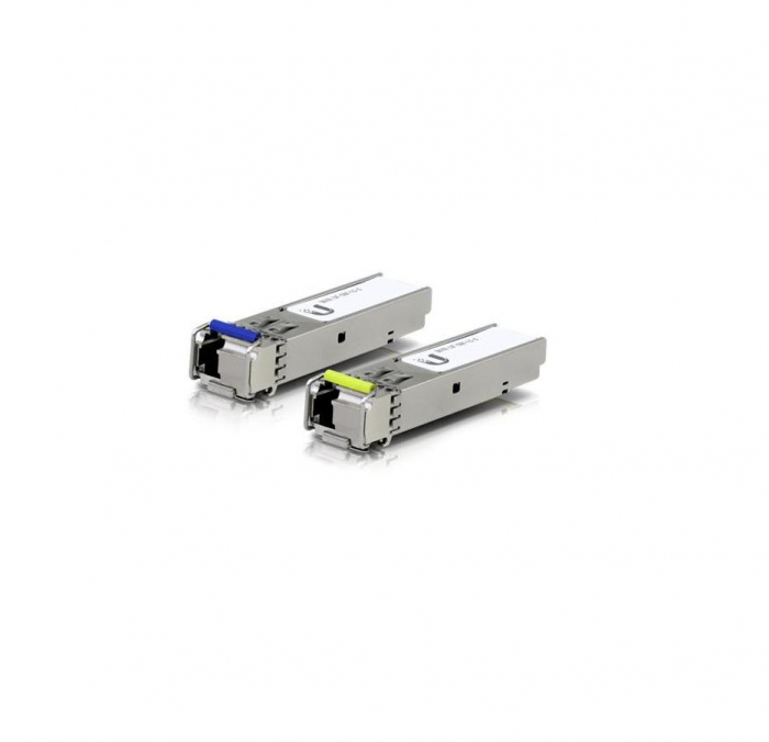 Ubiquiti U Fiber UF-SM-1G-S, Single-Mode Module, 1G, Data Rate: 1.25 Gbps SFP, BiDi, 2-Pack, Cable Distance: 3km, Connector Type: LC.