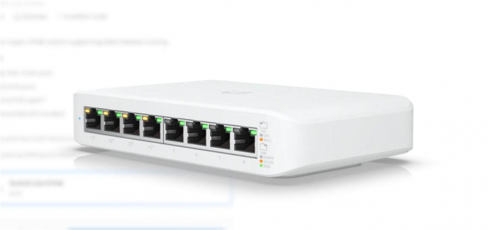 Ubiquiti UniFi 8 port switch, USW-LITE-8-POE, 8 x 10 100 1000 Mbe RJ 45 ports, 4 x POE, 8 Gbps, buget POE: 52W, SMB layer 2 PoE GbE switch, dimensiuni: 99.6 x 163.7 x 31.7 mm.