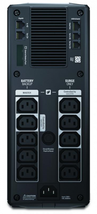 UPS APC Back-UPS RS line-interactive aprox.sinusoida 1500VA 865W 10conectori C13, baterie APCRBC124, optional extindere garantie cu 1 3 ani(WBEXT WAR1YR-SP-01 WBEXTWAR3YR-SP-01)