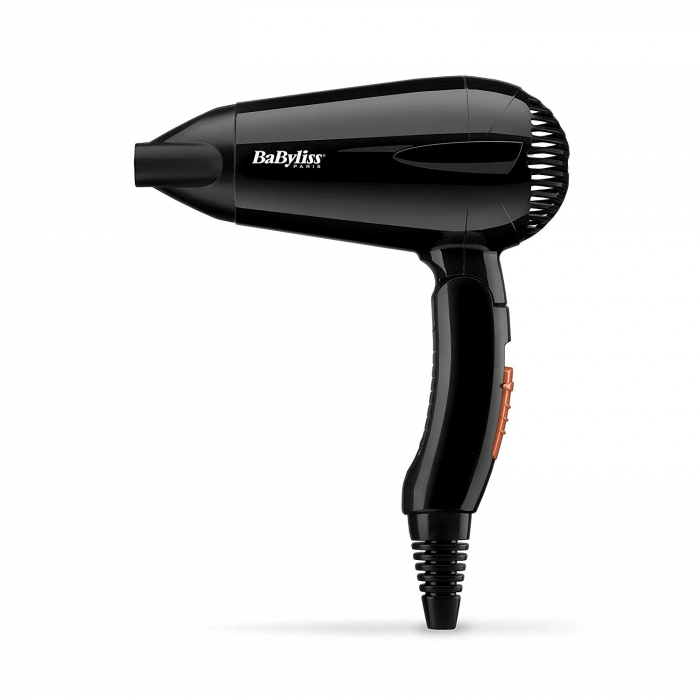 Uscator de par BaByliss Travel Dry 2000, 2000W, pliabil, 2 trepte viteza, 2 setari temperatura, concentrator, negru