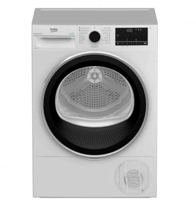 Uscator de rufe BEKO B3T60230, Pompa de caldura, 10kg, 15 programe, Clasa A++, alb