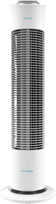 Ventilator turn Cecotec ForceSilence 6090 Skyline, 3 viteze, 76 cm, Miscare oscilatorie, Silentios, Timer, 45 W, Alb