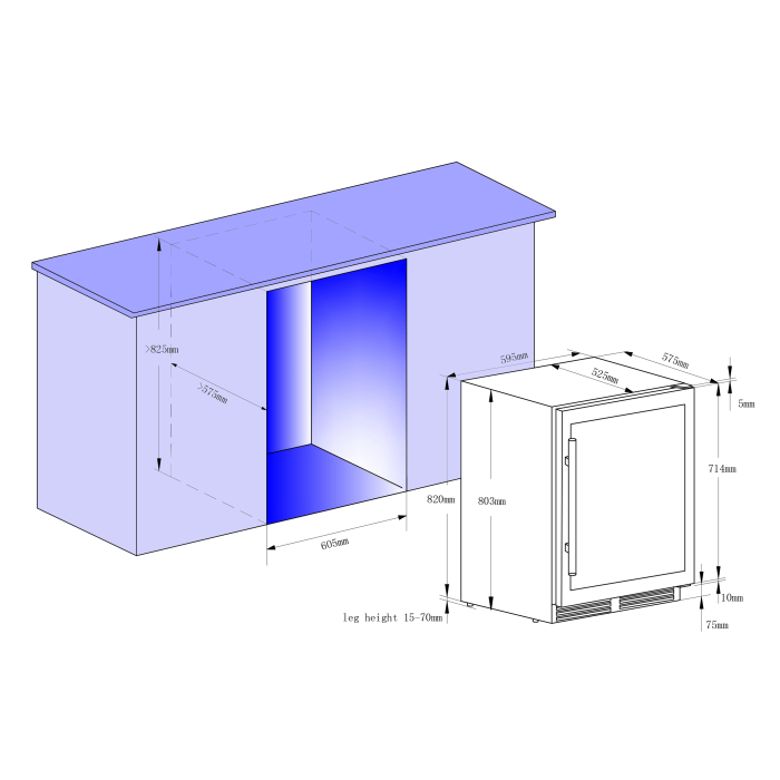 Vitrina de vinuri incorporabila STARCREST SWN-13851DZ , Capacitate 51 sticle, Clasa F, Rafturi din lemn de fag, Control electronic, Display, 2 zone de racire, Iluminat interior LED, H 82 cm, Negru [8]