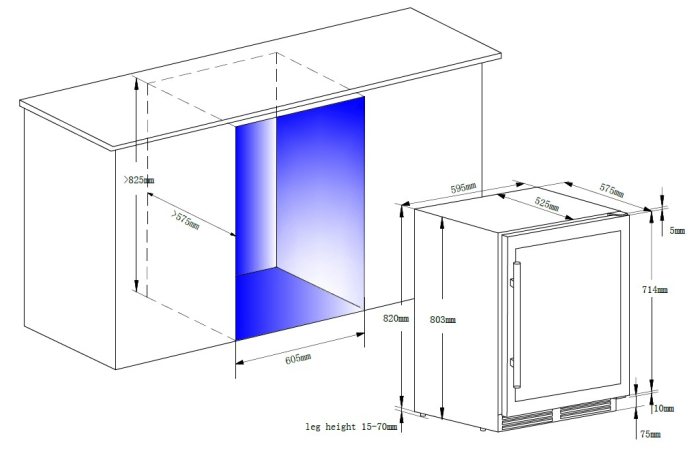 Vitrina de vinuri incorporabila STARCREST SWN-13851DZ , Capacitate 51 sticle, Clasa F, Rafturi din lemn de fag, Control electronic, Display, 2 zone de racire, Iluminat interior LED, H 82 cm, Negru [5]
