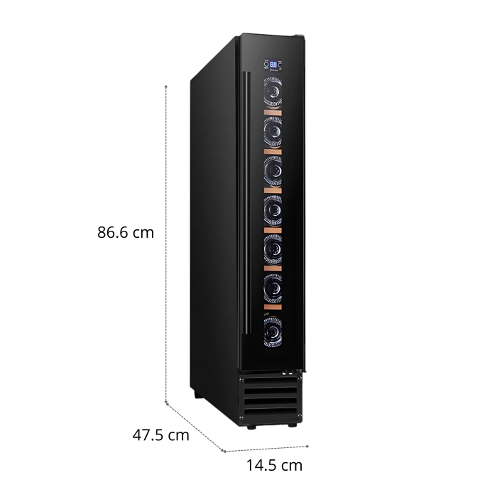Vitrina de vinuri STARCREST SWN-1807, Capacitate 7 sticle, Clasa F, Rafturi lemn, Control electronic, Display, Iluminat interior LED, H 86.6 cm, Negru [6]