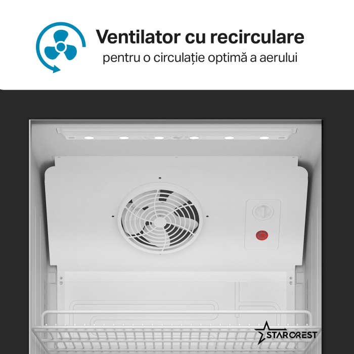 Vitrina frigorifica profesionala STARCREST SPS-300DC, 300 L, Caseta Luminoasa, Termostat reglabil, Iluminare LED, H 193 cm, Negru [6]