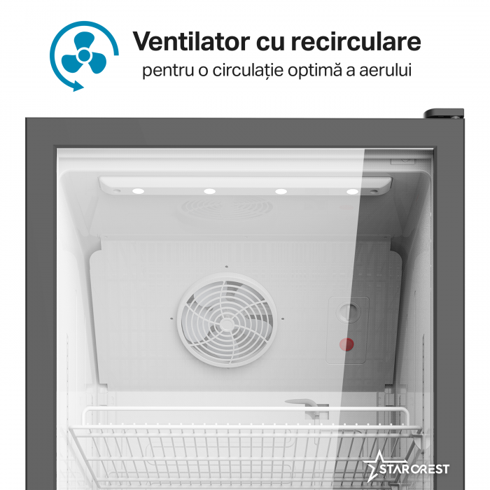 Vitrina frigorifica profesionala STARCREST SPS-350, 350 L, Termostat reglabil, Iluminare LED, H 194.5 cm, Negru [6]