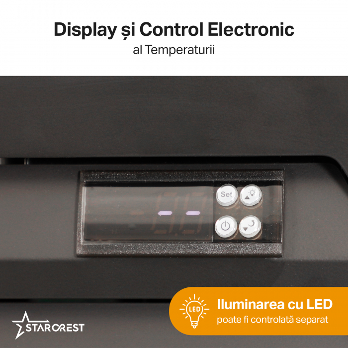 RESIGILAT - Vitrina frigorifica profesionala STARCREST SPS-360DC, 360 L, Caseta luminoasa, Display Temperatura, Panou comanda Digital, Iluminare LED, Roti, H 195 cm [4]