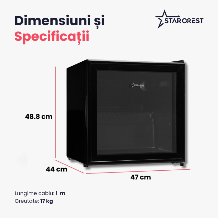 Vitrina frigorifica STARCREST SBC-5010BK, 46 L, Control temperatura, Usa sticla, H 48.8 cm, Negru [8]