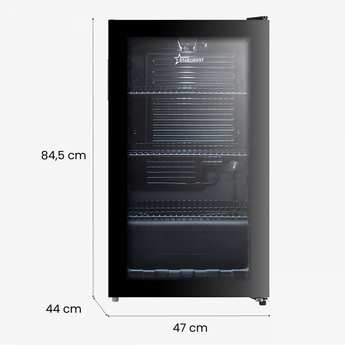 Vitrina frigorifica STARCREST SBC-9901BKE, 93 L, Termostat reglabil, Iluminare LED, Usa sticla, H 84.5 cm, Negru [6]