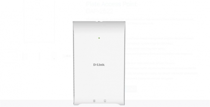Wireless AC1200 Wave 2 DualBand PoE In-Wall Access Point DAP-2622, 1 x 10 100 1000 Mbps Gigabit PoE Uplink Port, 1 x 10 100 1000 Mbps Gigabit PoE Out Downlink Port, 1 x 10 100 1000 Mbps Gigabit Ethern