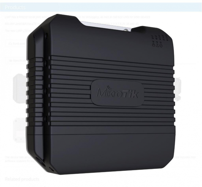 WIRELESS ACCESS POINT MIKROTIK LtAP LTE kit, heavy-duty 4G (LTE) access point, GPS suppor, 2.4 GHz 802.11b g n, 300 Mbit s, CPU : 880Mhz, 128Mb RAM, Passive PoE, Wi-Fi 4, 1 x 10 100 1000, suport SIM,