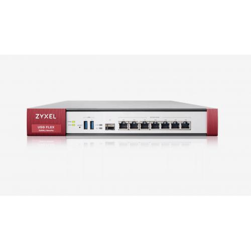 Zyxel USGFLEX200 Security Gateway, 10 100 1000 Mbps RJ-45 ports, 4 x LAN DMZ 2 x WAN, 1 x SFP,2 x USB 3.0, 1800Mbps, 12V DC, 2.5A max, Rack- mountable, VPN IKEv2, IPSec, SSL, L2TP IPSec. 1 an licenta