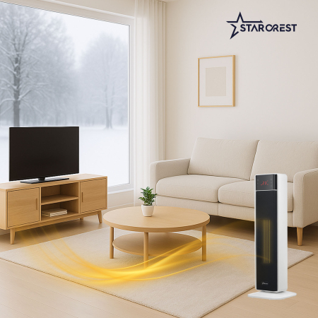 Aeroterma ceramica STARCREST SCH-T30BK, 2000W, Control digital, Functie de oscilare, Telecomanda, Functie ventilator, Temporizator, Siguranta anti cadere, Protectie supraincalzire [8]