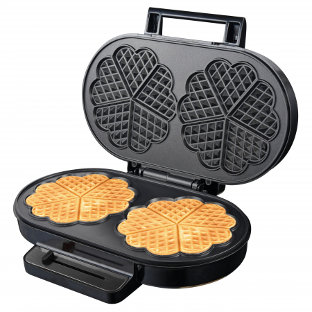 Electrocasnice Mici - Aparat de facut vafe STARCREST WM-2602X, 1200W, Suprafata dubla, Buton reglare temperatura, Placi cu invelis antiaderent, Negru-Inox