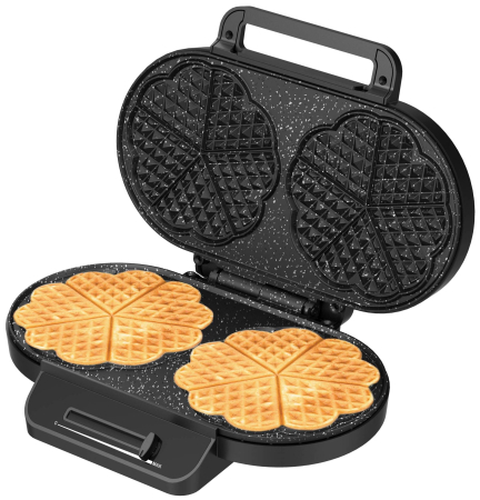 Aparate de preparat desert - Aparat de facut vafe STARCREST WM-2602X, 1200W, Suprafata dubla, Buton reglare temperatura, Placi cu invelis antiaderent, Negru-Inox