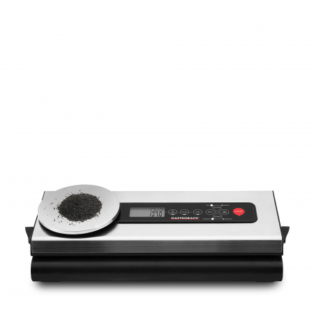 Electrocasnice Mici - Aparat de vidat cu cantar Gastroback Design Advanced Scale 46012, Vidare umeda/uscata, 120 W, Cantar incorporat, Touch Screen, Argintiu
