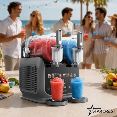 Aparat dual pentru Slushy / Inghetata STARCREST IceMix SSI-2536PRO, 5 L ( 2 x 2.5 L), Panou de control tactil, 8 Programe, Gri/Negru [7]