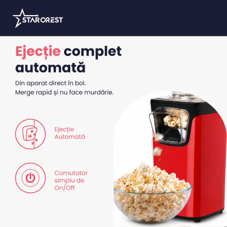 Aparat pentru popcorn STARCREST SPM-1100RD, 1100 W, Rosu / Negru [3]