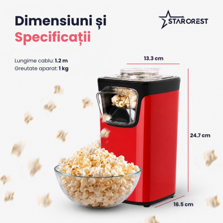 Aparat pentru popcorn STARCREST SPM-1100RD, 1100 W, Rosu / Negru [5]
