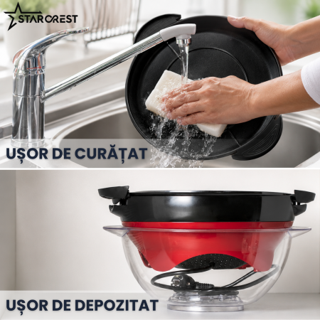 Aparat pentru popcorn STARCREST SPM-8055RD, 800W, Preparare in 4 minute, Bol Servire 5.7L, Plita detasabila, Rosu [6]