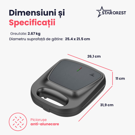 Aparat pentru preparat forme de nuci STARCREST SNM-6024DX, 24 forme, 1400W, Indicator luminos, Placi ceramice detasabile, Negru [5]