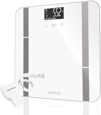 Aparate & Accesorii ingrijire personala - Cantar corporal Cecotec 9400, 180 kg, 10 parametri de masurare, BMI, Memorare 10 utilizatori, Display LCD, Sticla securizata, Alb