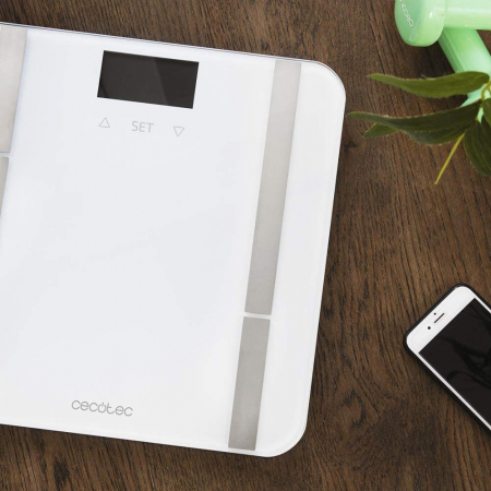 Cantar corporal Cecotec 9400, 180 kg, 10 parametri de masurare, BMI, Memorare 10 utilizatori, Display LCD, Sticla securizata, Alb [1]