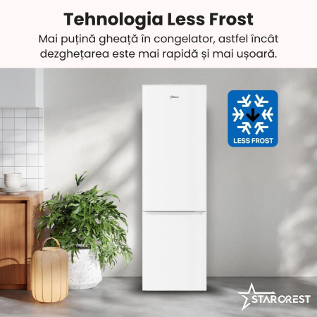 Combina frigorifica STARCREST SC-268WH-E, 268 L, Clasa E, Less Frost, Termostat reglabil, Iluminare LED, Picioare ajustabile, Usi reversibile, H 178 cm, Alb [4]