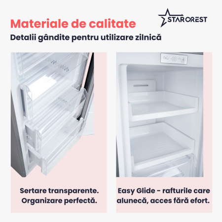 Congelator NoFrost STARCREST SUF-213NF-IX, 213 L, Clasa E, 6 Compartimente, Termostat Digital, Usi reversibile, H 170.7 cm, Inox [5]