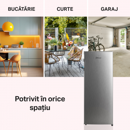 Congelator STARCREST SUF-160SI, 160 L, Clasa E, Termostat Ajustabil, Usi reversibile, H 142 cm, Argintiu [1]