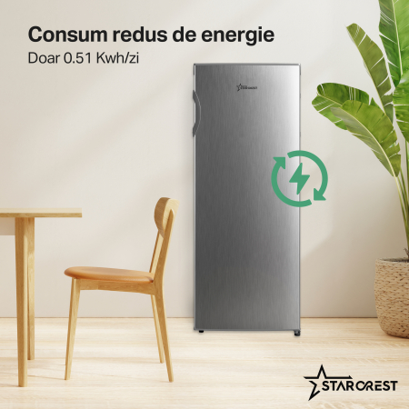 RESIGILAT - Congelator STARCREST SUF-160SI, 160 L, Clasa E, Termostat Ajustabil, Usi reversibile, H 142 cm, Argintiu - Copie [3]