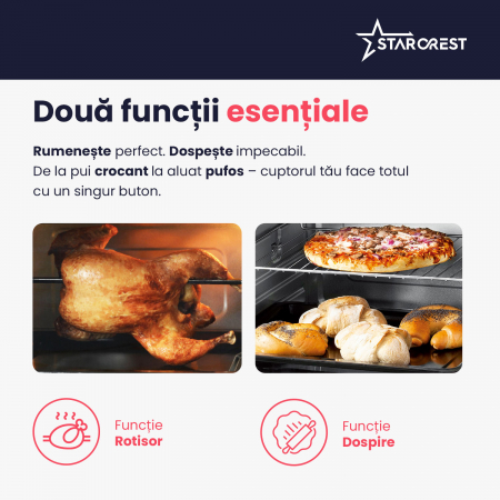 Cuptor electric STARCREST SO-3511BK, 35L, 1500W, Rotisor, Convectie, 12 Programe predefinite, Interfata digitala, Negru [6]