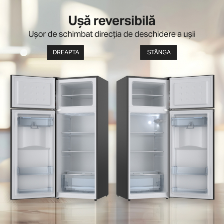 Frigider cu 2 usi STARCREST SF-203WD-BKE, 203 L, Clasa E, Dozator Apa, Iluminare LED, Termostat Ajustabil, Usi reversibile, H 145 cm, Negru [7]