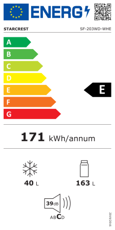 Frigider cu 2 usi STARCREST SF-203WD-WHE, 203 L, Clasa E, Dozator Apa, Iluminare LED, Termostat Ajustabil, Usi reversibile, H 145 cm, Alb [9]