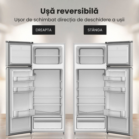 Frigider cu 2 usi STARCREST SF-210IX-E, 210 L, Clasa E, Iluminare LED, Inox Antiamprenta Termostat Ajustabil, Usi reversibile, H 143 cm, Inox [8]