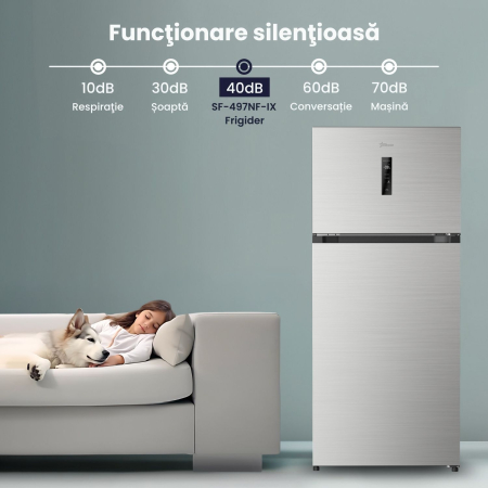 Frigider cu doua usi STARCREST SF-497NF-IX, 497 L, Full NoFrost, Compresor Inverter, Clasa E, Display, Functie super racire, Blocare acces copii, H 175 cm, Inox [4]