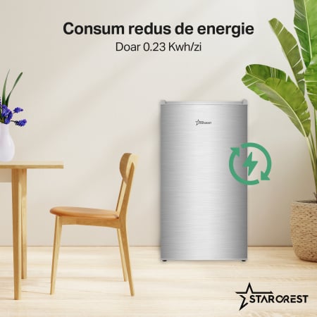 Frigider cu o usa STARCREST SF-83IX-E, Clasa E, Capacitate 83 L, Iluminare interioara, Compartiment gheata, H 85 cm, Inox [3]