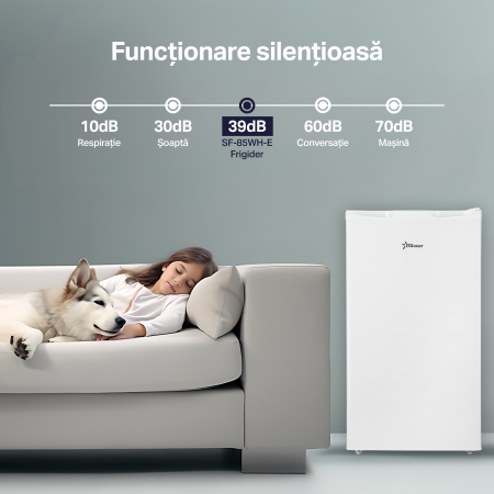 Frigider cu o usa STARCREST SF-85WH, Clasa A+, Capacitate 85L, Iluminare interioara, Compartiment gheata, H 82 cm, Alb [7]