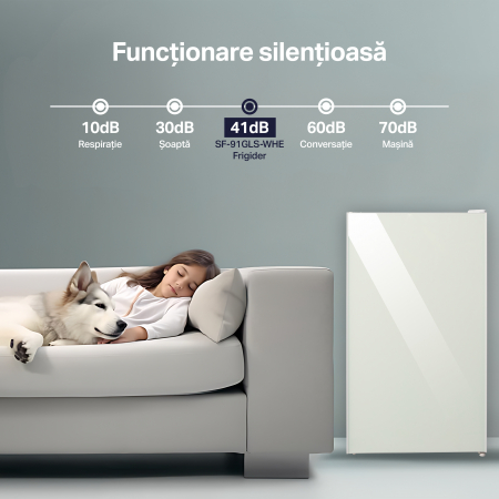 Frigider cu o usa STARCREST SF-91GLS-WHE Clasa E, Capacitate 91L, Iluminare interioara, H 83 cm, Sticla Alba [7]