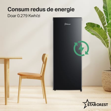 Frigider - Racitor cu o usa STARCREST SFL-230BKE, 230 l, Clasa E, Termostat reglabil, Rafturi ajustabile, H 142 cm, Negru [3]