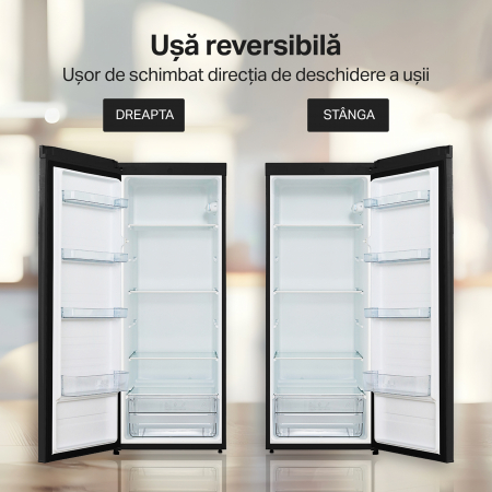 Frigider - Racitor cu o usa STARCREST SFL-230BKE, 230 l, Clasa E, Termostat reglabil, Rafturi ajustabile, H 142 cm, Negru [7]
