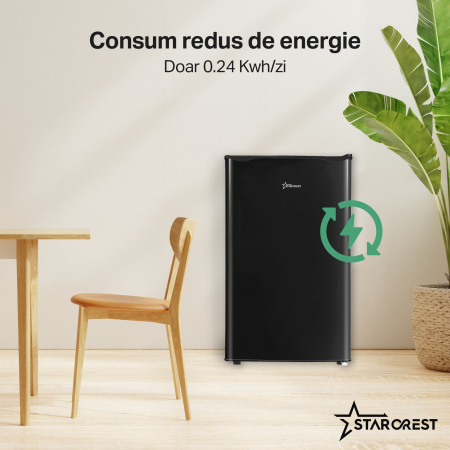 Frigider - Racitor cu o usa STARCREST SFL-92BKE, Clasa E, Capacitate 92L, Iluminare interioara, H 83 cm, Negru [3]