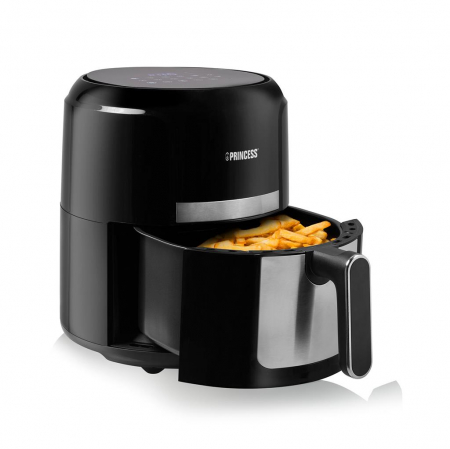Resigilate - Friteuza Digitala cu aer cald Princess 183008, 1300W, 3.8L, 80 - 200 °C, temporizator, functii prajire, coacere, reincalzire, Negru