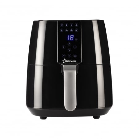 Friteuze - Friteuza digitala cu aer cald STARCREST SFR-3800BK, 1450 W, 3.8 litri, Termostat 80 - 200 °C, 8 programe predefinite, Negru