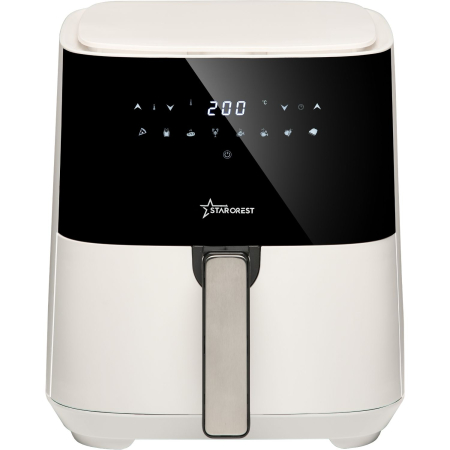 Friteuze - Friteuza digitala cu aer cald XL STARCREST SFR-5252WH, 1450 W, 5 Litri, Termostat 80 - 200 °C, 8 programe predefinite, Alb