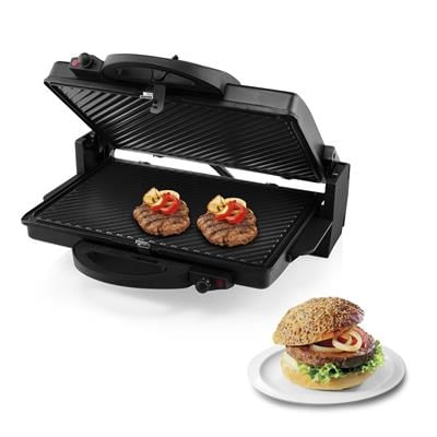 Electrocasnice Mici - Gratar electric Princess 112340, 2000 W, Placi nonaderente 31x21cm, Deschidere la 180°, Termostat reglabil,  Manere CoolTouch, Negru