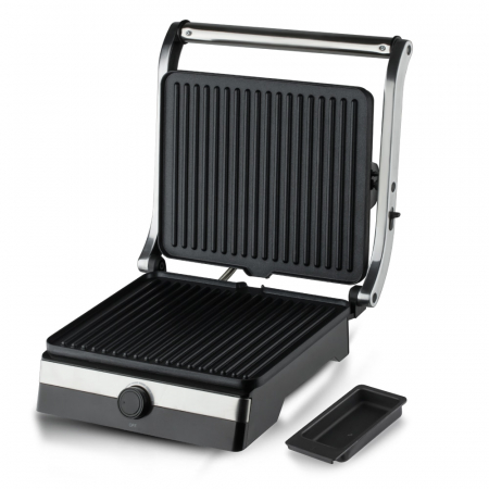 RESIGILAT - Gratar electric STARCREST SGR-2923, 2000 W, Placi Grill, Deschidere 180°, Suprafata gatire 29 x 23 cm, Termostat Reglabil, Inox / Negru [5]